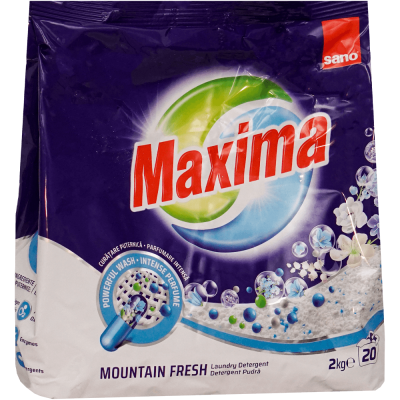 Detergent pudră Sano Maxima Mountain Fresh, 20 spălări, 2 kg